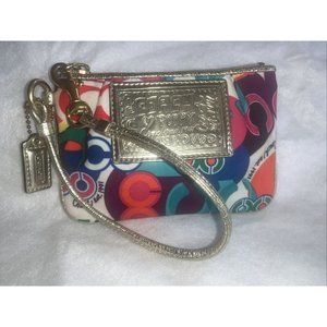 Coach Poppy Small Wristlet Clutch  Multicolor Logo
